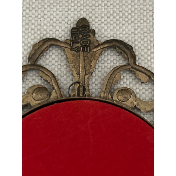 Set of 2 VTG Italian Ornate Oval Metal Frames Floral Prints Wall Hanging Baroque - Picture 7 of 12